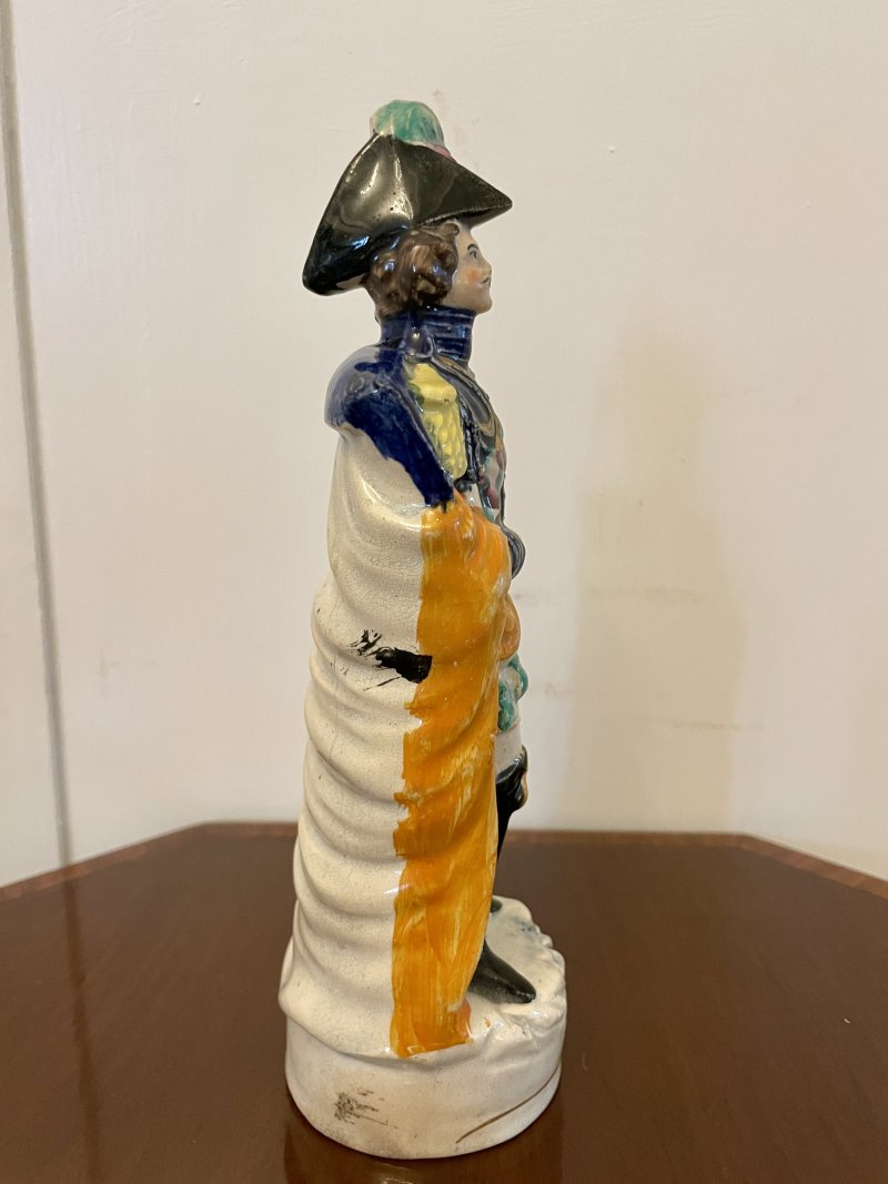 Antique Victorian Staffordshire Flatback Figure in Military Dress - Image 2